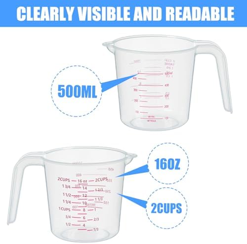 DTDNZKN 3 Pack Measuring Cups, 250ml (1-Cup), 500ml (2-Cup) &1000ml