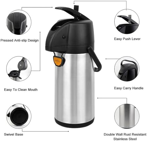Airpot Coffee Dispenser Thermal with Pump,2.5L/85 Oz Insulated