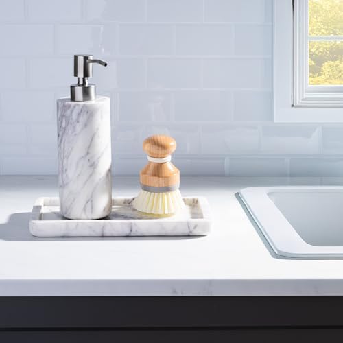 Cork & Mill Marble Soap Dispenser with Stainless Steel Pump Top