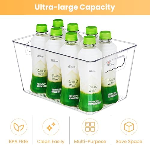 YIHONG Clear Pantry Storage Organizer Bins, 10 Pack Plastic Food