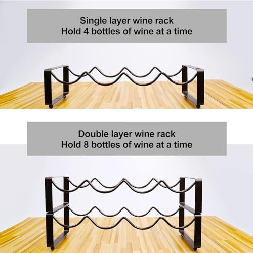 Carperipher Stackable Wine Rack Countertop, 8 Bottles 2 Tier Wine
