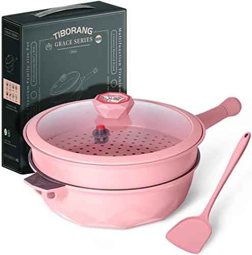 TIBORANG 11 Inch Nonstick Frying Pan with Lid,8-in-1 Multipurpose Cookware