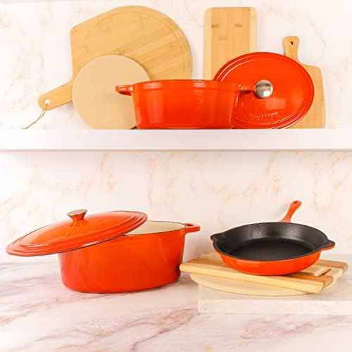 Berghoff Neo 5Pc Enameled Cast Iron Cookware Set, Orange Pots & Pans