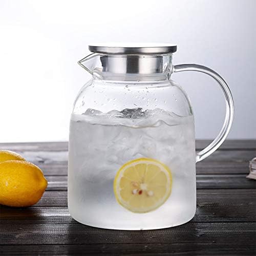 Hedume 2 Liter Glass Pitcher With Lid and Handle - Heat Resistant
