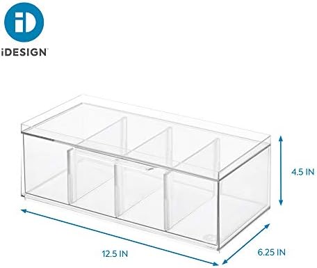 iDesign XL Tea Bag Organizer, Clear, 4-Section