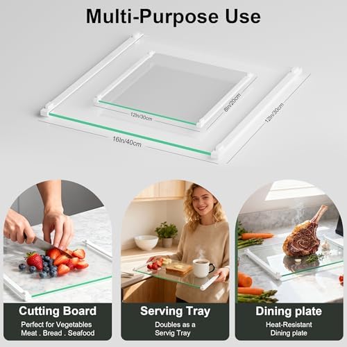 LANGBOHOS Glass Cutting Boards for Kitchen(12x16" & 12x8")
