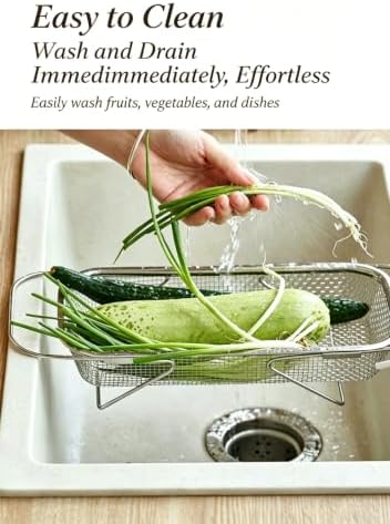 Expandable Stainless Steel Sink Colander Basket, Adjustable Kitchen