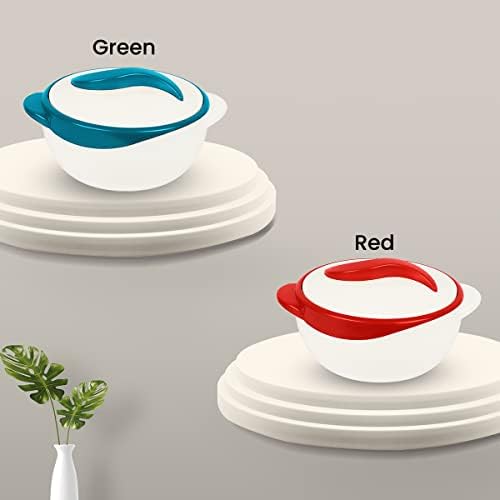 Pinnacle Insulated Casserole Dish with Lid 2.6 qt. Hot Pot Food Warmer/Cooler –Great Thermal Soup/Salad Serving Bowl- Stainless Steel Hot Food Container–Best Gift Set for Moms –Holidays Red/white