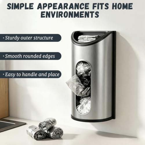 ZUFECY Stainless Steel Bag Holder Wall Mount, Metal Grocery Bag