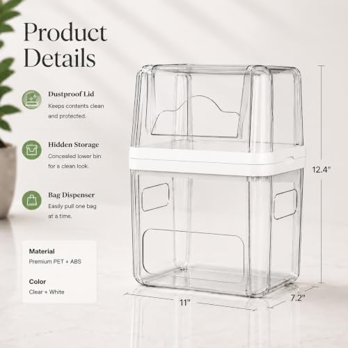 Trash Bag Dispenser Dishwasher Pods Organizer, Clear Acrylic Garbage
