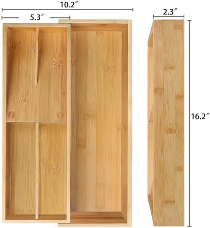 guiogc Expandable Bamboo Kitchen Drawer Organizer