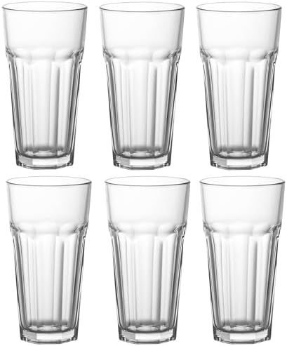 Red Co. Set of 6 Clear Glass 16 Fl Oz Drinking Highball Tumblers for
