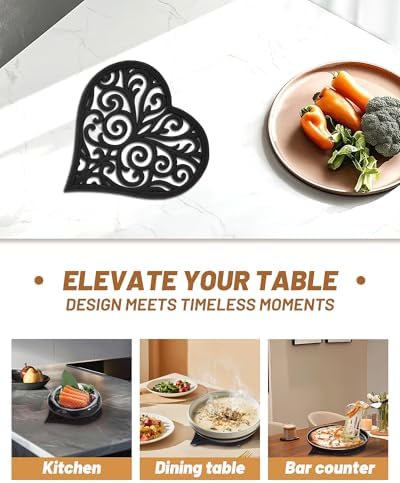 Black Heart Cast Iron Trivet for Kitchen & Dining - Romantic