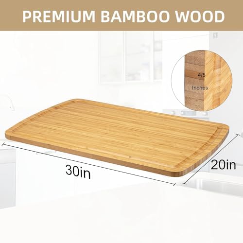30" Extra Large Bamboo Cutting Boards for Kitchen, Wooden Chopping