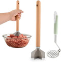 Stainless Steel Meat Chopper Masher, 6-Blade Ground Beef & Potato Tool