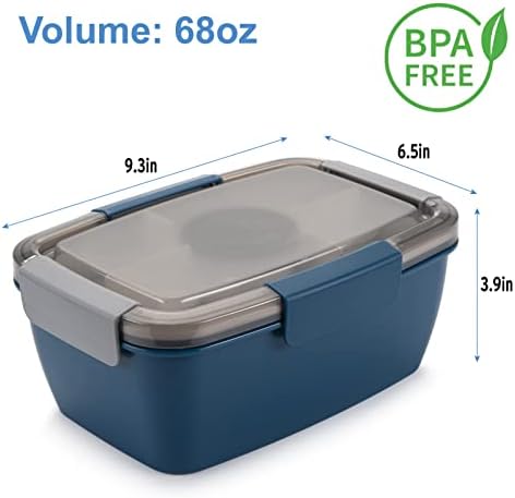 Large Salad Container for Lunch, 2 Packs 68oz Salad Bowls to go for
