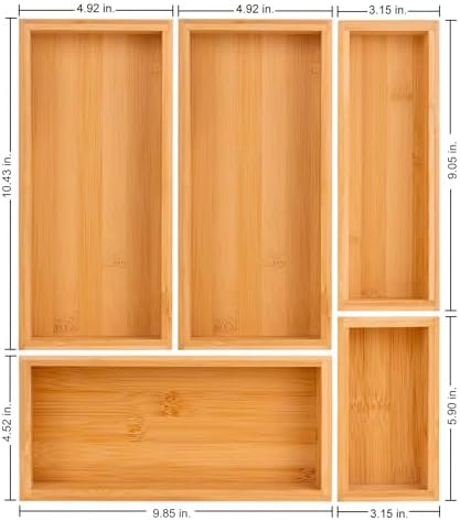 bamboo drawer organizer Set,expandable drawer dividers,wooden storage