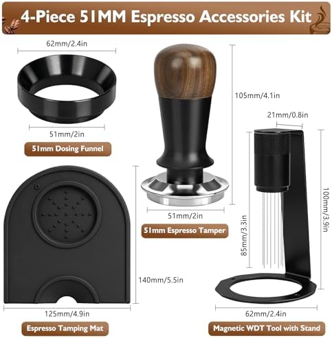 51mm Espresso Accessories Kit - Tamper, WDT Tool, Funnel & Mat