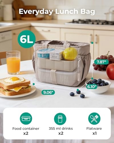 BAGSMART Lunch Bag Women Small Cute Quilted Insulated Leakproof
