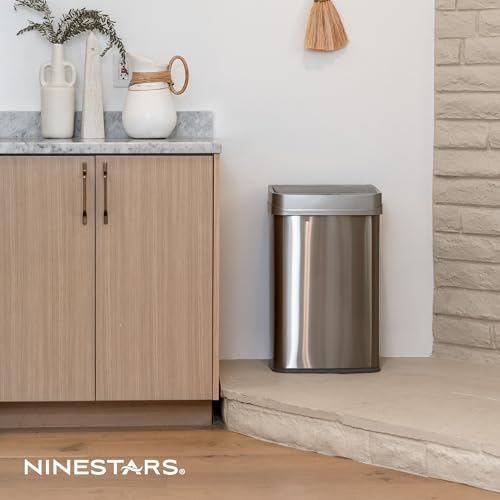 Ninestars 13 Gallon Touchless Stainless Steel Trash Can