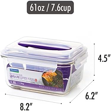 GLASSLOCK 61 Oz Glass Food Storage set of 2 – Large Capacity, Airtight