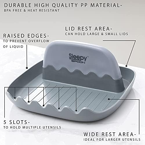 Spoon Rest for Kitchen Counter – Pot Lid Holder and Spoon Holder