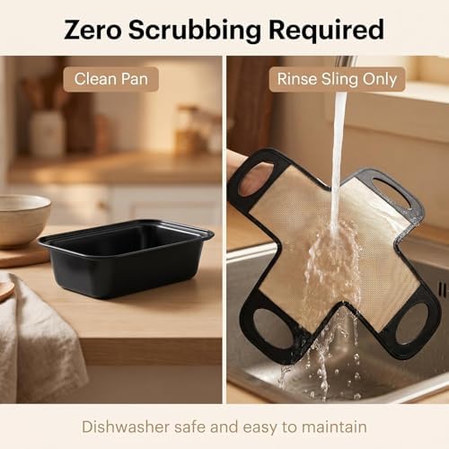 2-Pack Nonstick Loaf Pan Set, Carbon Steel Bread Pan with Slings