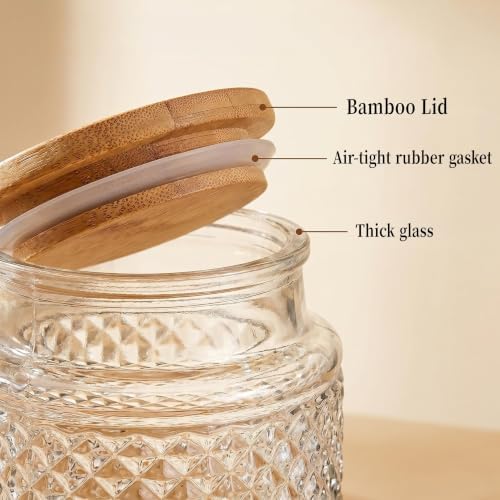 60 FL OZ/0.5 Gal Vintage Glass Food Jar with Airtight Bamboo Lid,Round