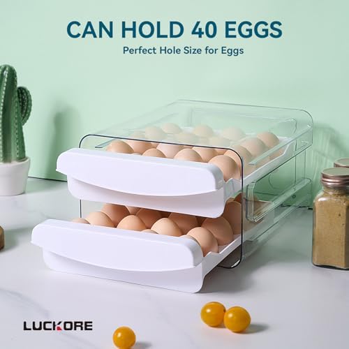 Luckore Egg Container Holders for Refrigerator 40 Eggs, 10 Pack Clear