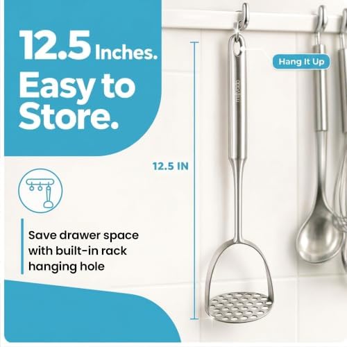 Millvado Potato Masher Stainless Steel, Mashed Potatoes - 12.5 In.