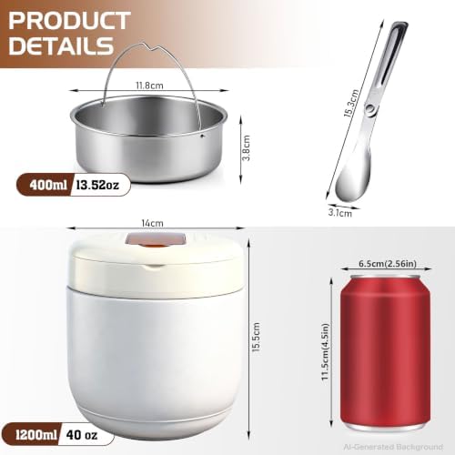 40OZ Insulated Food Jar with 2 Compartments, Alltight Lunch Containers