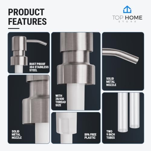Bathroom Countertop Soap Pump Heads, Brushed Nickel, 2-Pack