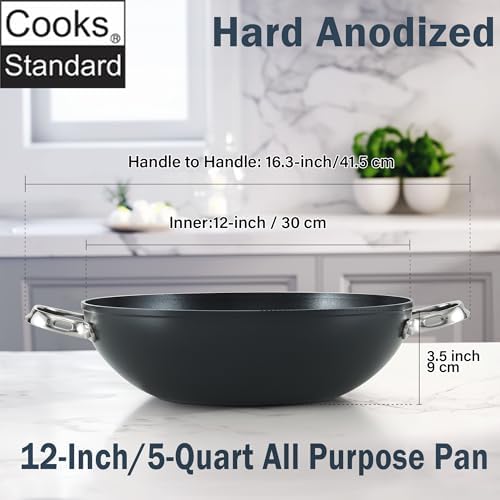 Cooks Standard Hard Anodized Nonstick 12-inch Chef’s Pan with Lid