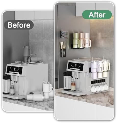 Magnetic Cup Holder for Fridge, Aufworld Tumbler Organizer with 8-Hook