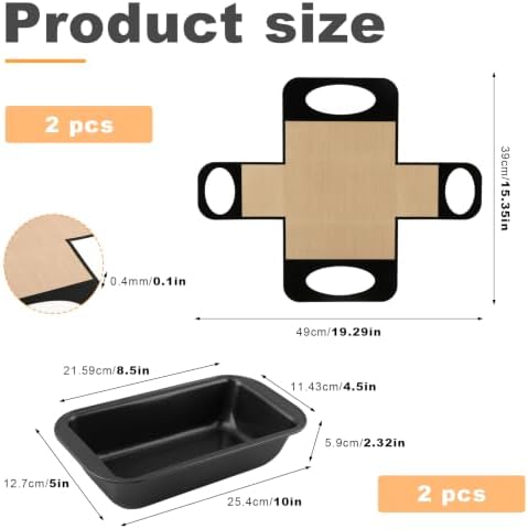 2‐Pack Bread Loaf Pan Set, 8.5" x 4.5" Inner Baking Size Nonstick