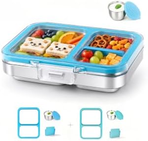 Leak-Resistant 18/8 Stainless Steel Bento Lunch Box Kids 7+ and Adults
