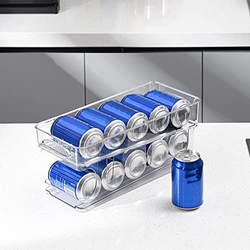 Double Soda Can Dispenser for Refrigerator, Fridge Organizer Stackable
