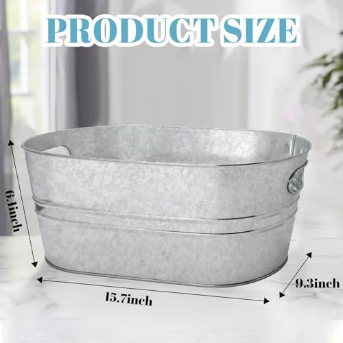 2 Pack 4 Gallon Galvanized Tub Ice Buckets for Parties Portable