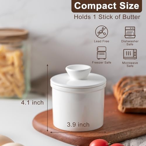 Butter Crock with Lid for Countertop, Butter Dish, Butter Keeper