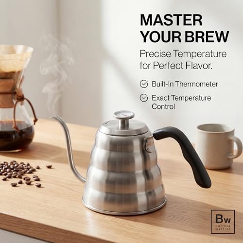 Barista Warrior 1.2L Silver Gooseneck Kettle
