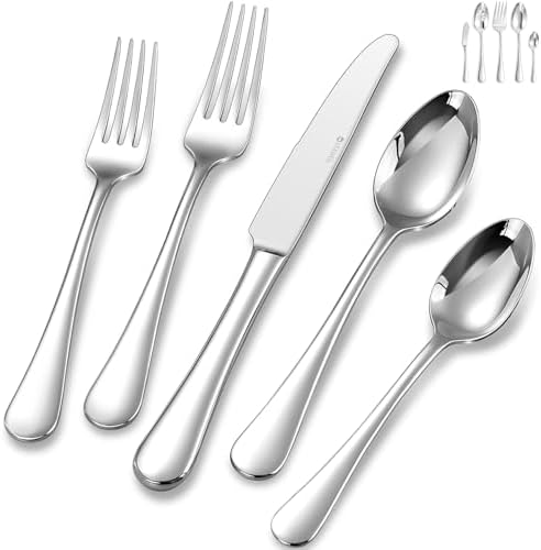 KEAWELL Premium Verona 20/45/65-Piece Silverware Set (65, Silver)