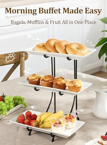 3 Tier Serving Tray Set for Party, Pre-Assembled Charcuterie Boards