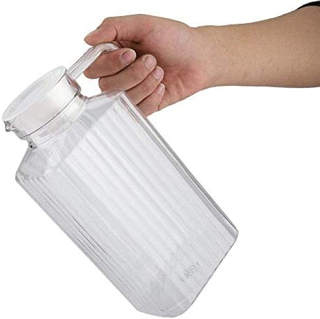 Bottle Acrylic Transparent StripedIce ColdJug with Lid for Bar