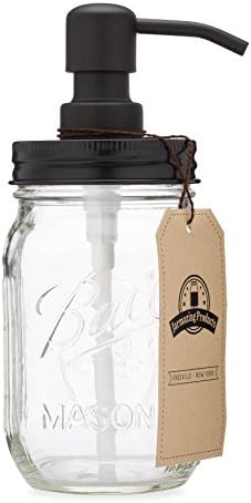 Jarmazing Products Mason Jar Soap Dispenser, Black, 16 oz