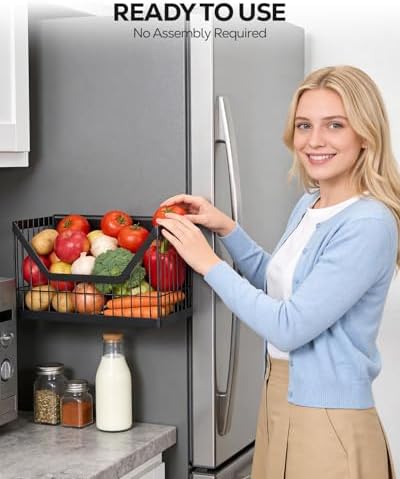 Nieifi Magnetic Shelf for Fridge, Black, 4-Pack