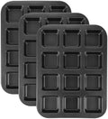 3-Pack Non-Stick Brownie Pans, 12-Cavity Square Muffin Pans – Carbon