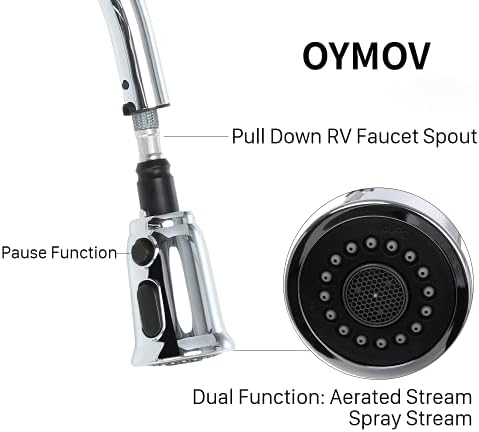 8-inch Non-Metallic RV Kitchen Faucet, Chrome