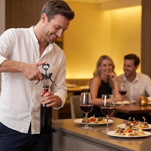 Wine Opener, 3 in 1 Zinc Alloy Premium Wing Corkscrew Wine Bottle