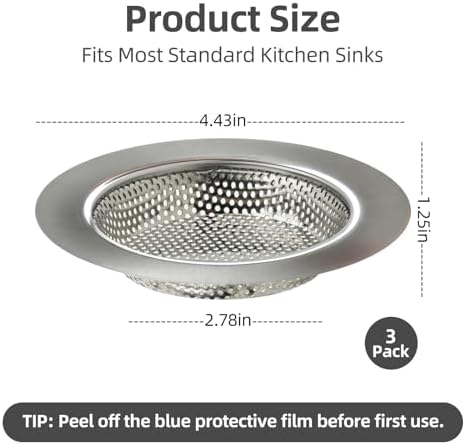 3 Pack Sourdough Drain Catcher, 4.5" Sink Drain Strainer