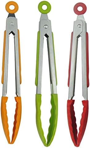7" Mini Silicone Kitchen Tongs, 3 Pack